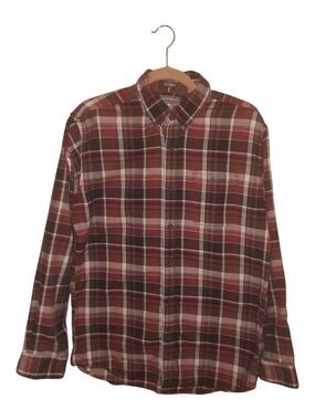 Classic Men's M Eddie Bauer Red and White Plaid Button-Down Shirt